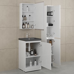 Style Line Тумба с кварцевой раковиной антрацит Батлер 50 белая Люкс антискрейтч Plus – фотография-8